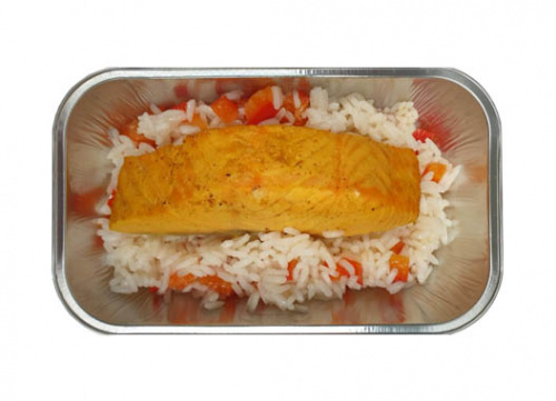 Филе лосося и рис с овощами, 200 г